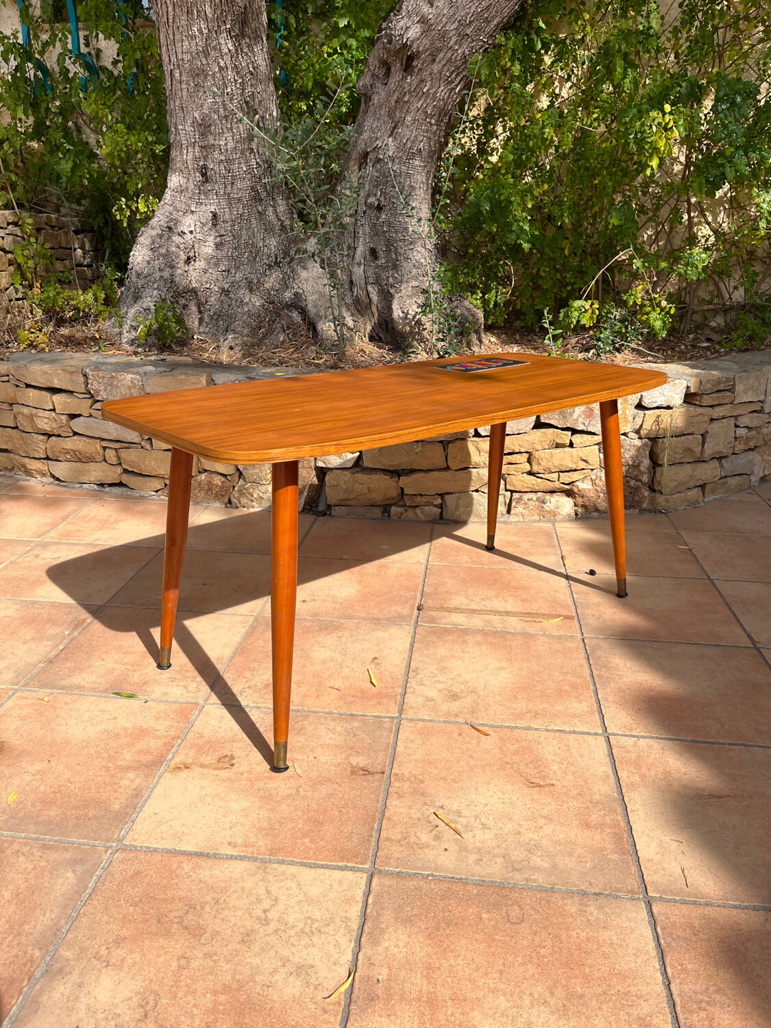 Scandinavian coffee table 1960 wood and ceramic