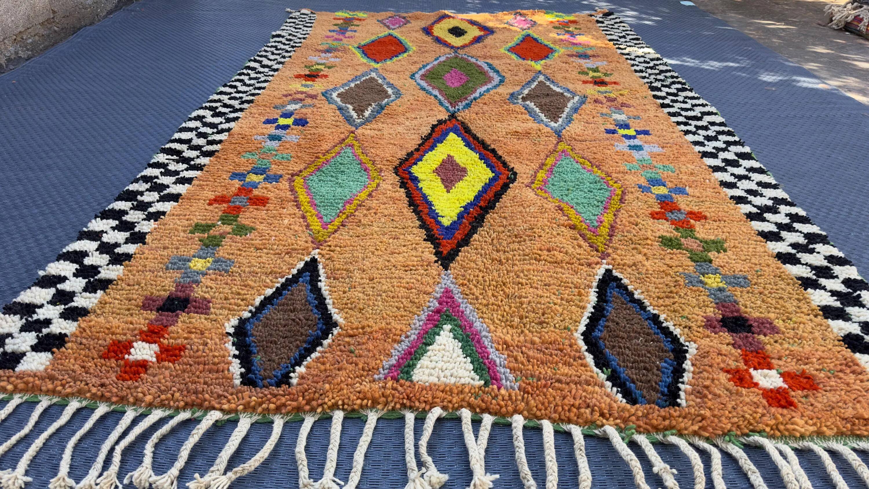 Handmade Berber rug, natural wool, 3x2 m