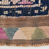 Pale orange & navy blue vintage runner rug 78x357cm