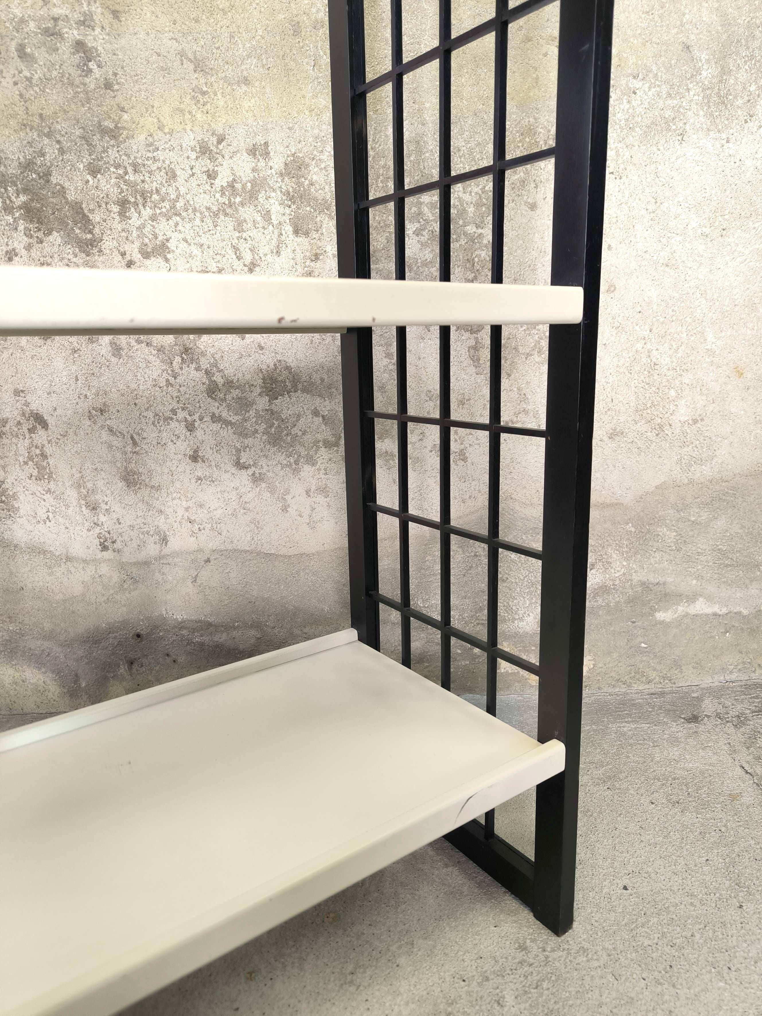 Vintage shelf in black and white wood
