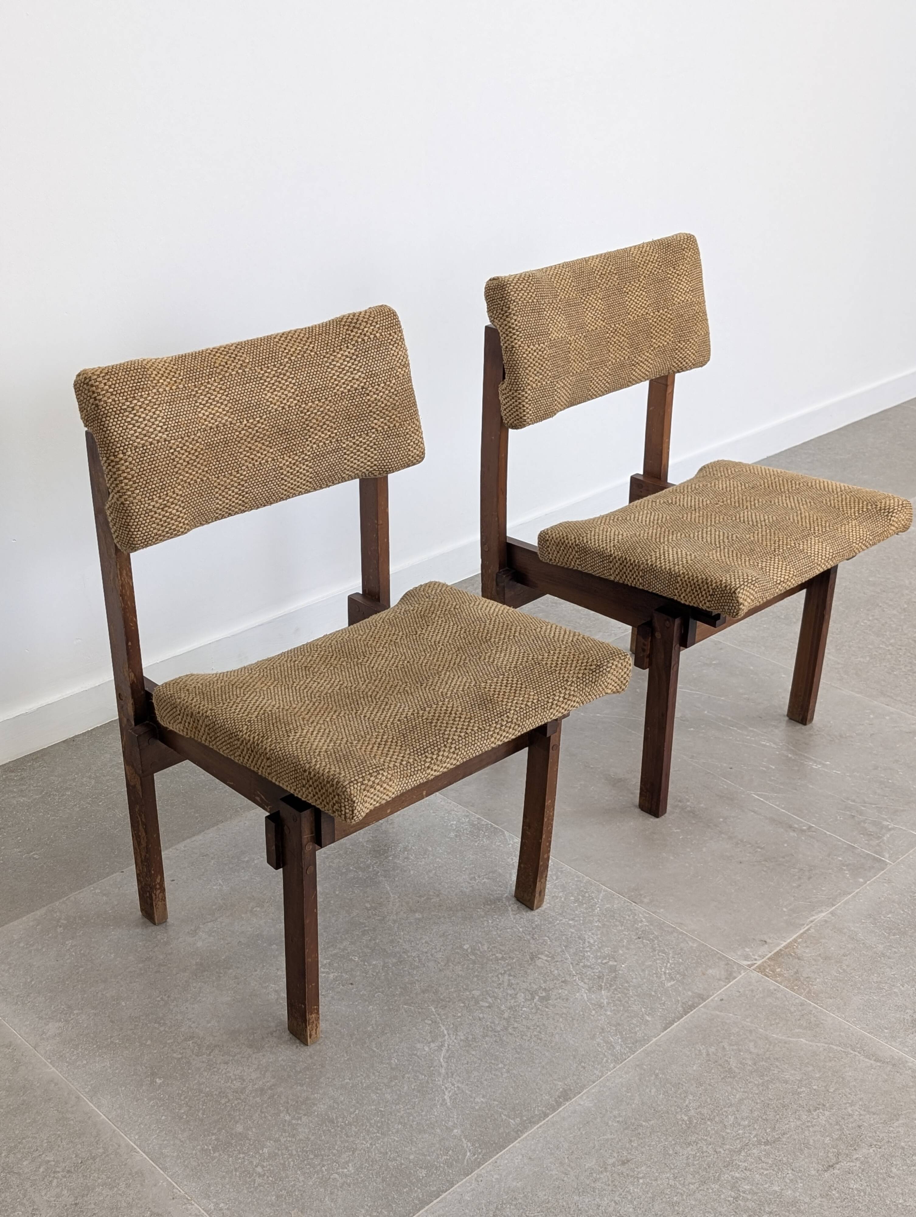 Pair of Rietveld Style Chairs with Adjustable Seat and Backrest, 1950s