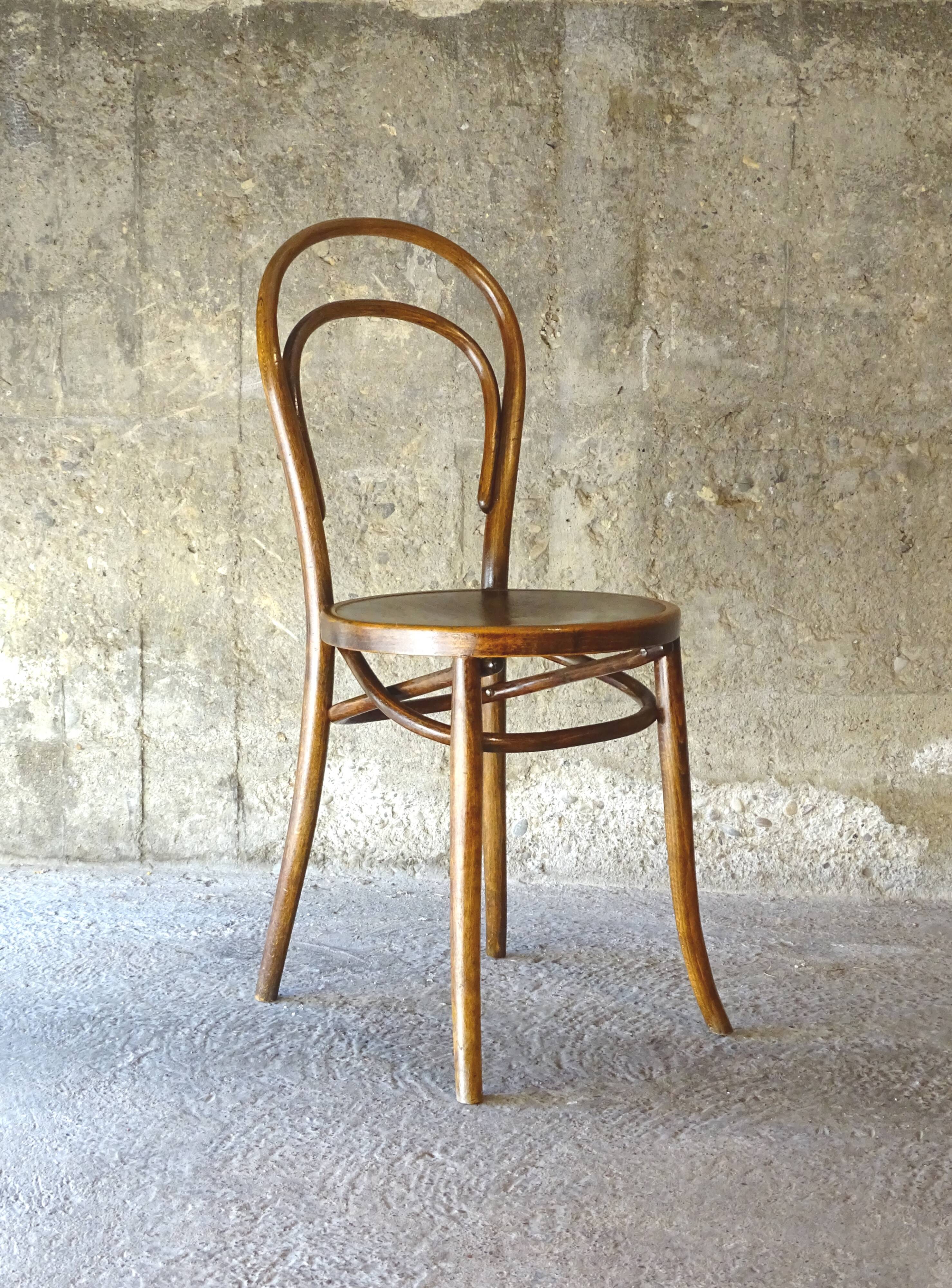 Bistro chair N° 14 wooden seat by Cambier around 1910