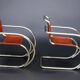 PAIR OF LEATHER AND CHROME ARMCHAIRS MR20 FROM THE 1970s MODEL BY MIES VAN DER