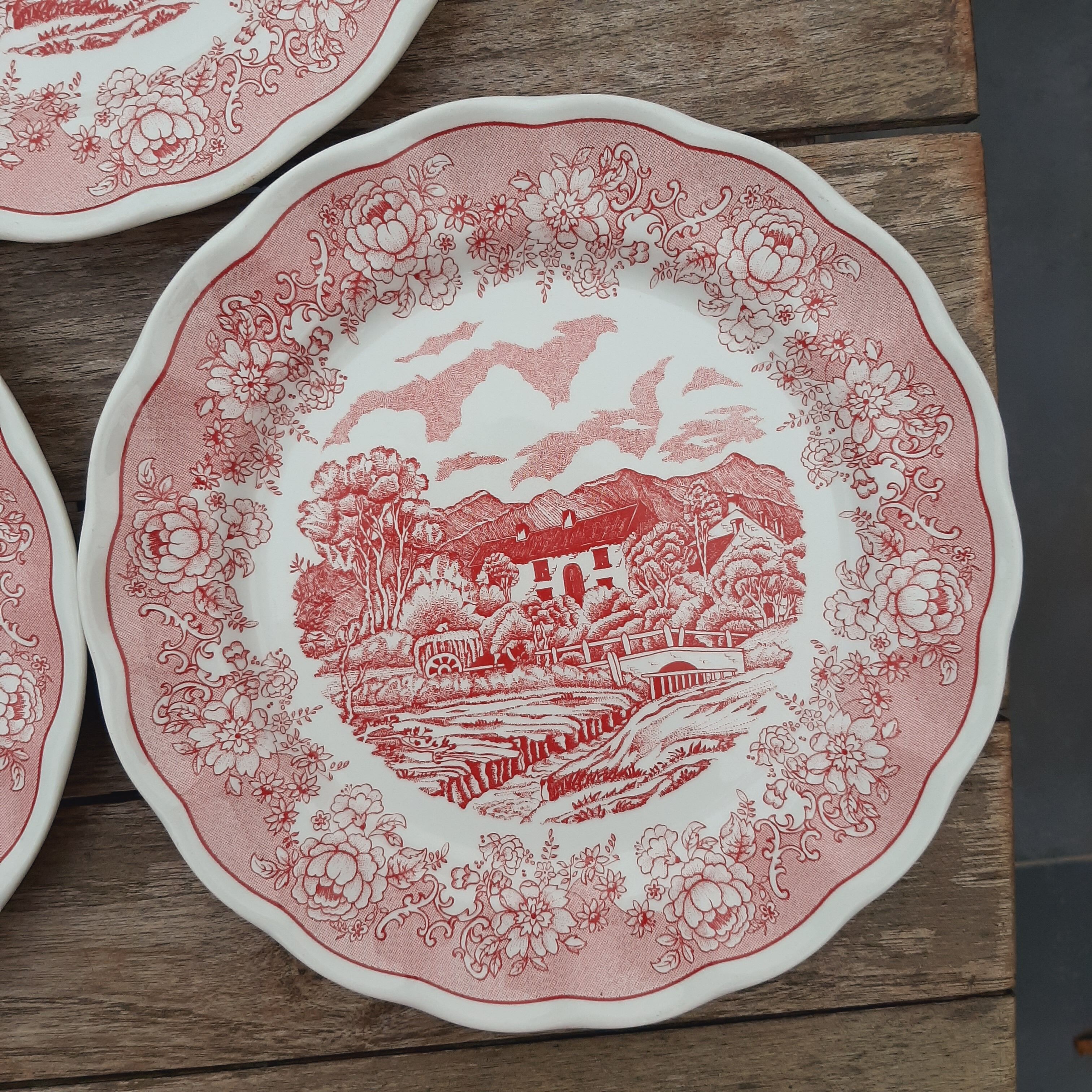 Lot 3 plates pink Countryside