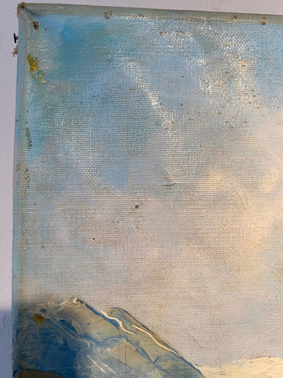 Old painting, Swiss mountain landscape signed H Herzer, mid-XX century