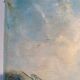 Old painting, Swiss mountain landscape signed H Herzer, mid-XX century