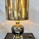 Gilded ceramic lamp, Italy, 1970