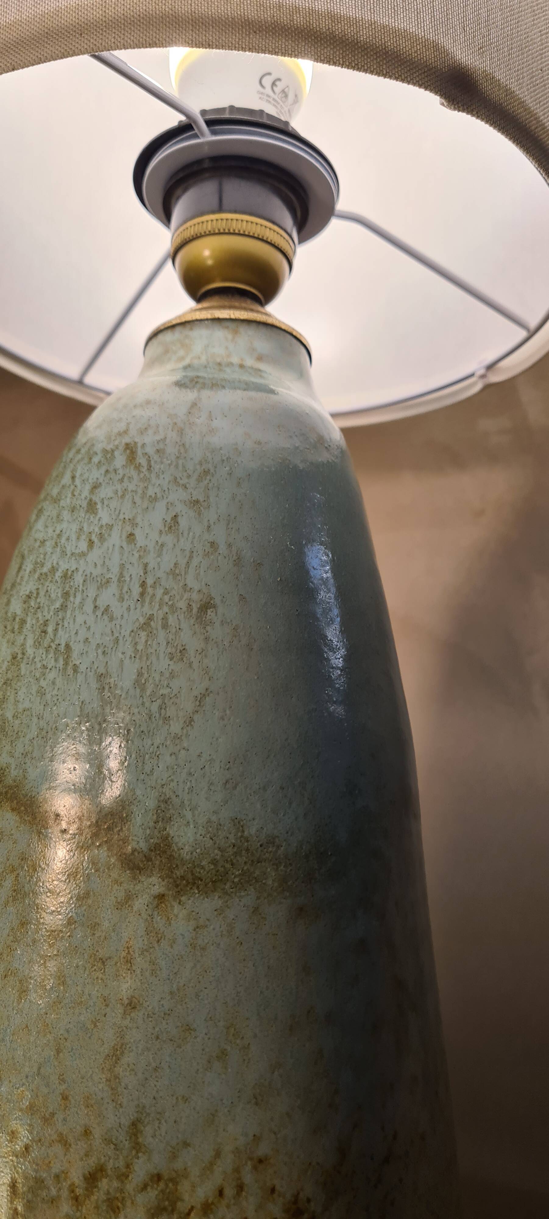 Glazed turquoise green ceramic lamp 48x20 1970