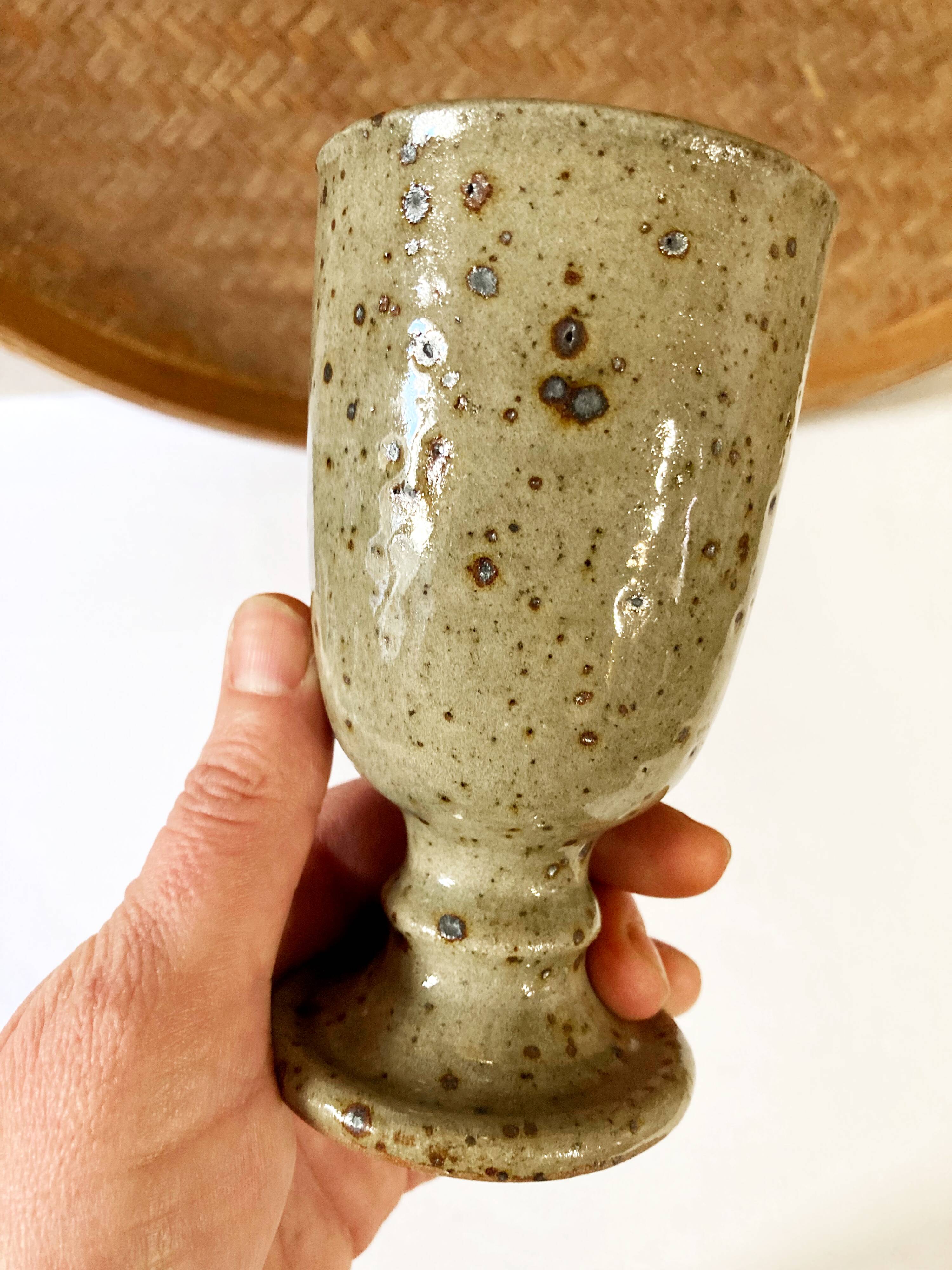 Pair of enamelled stoneware mazagrans