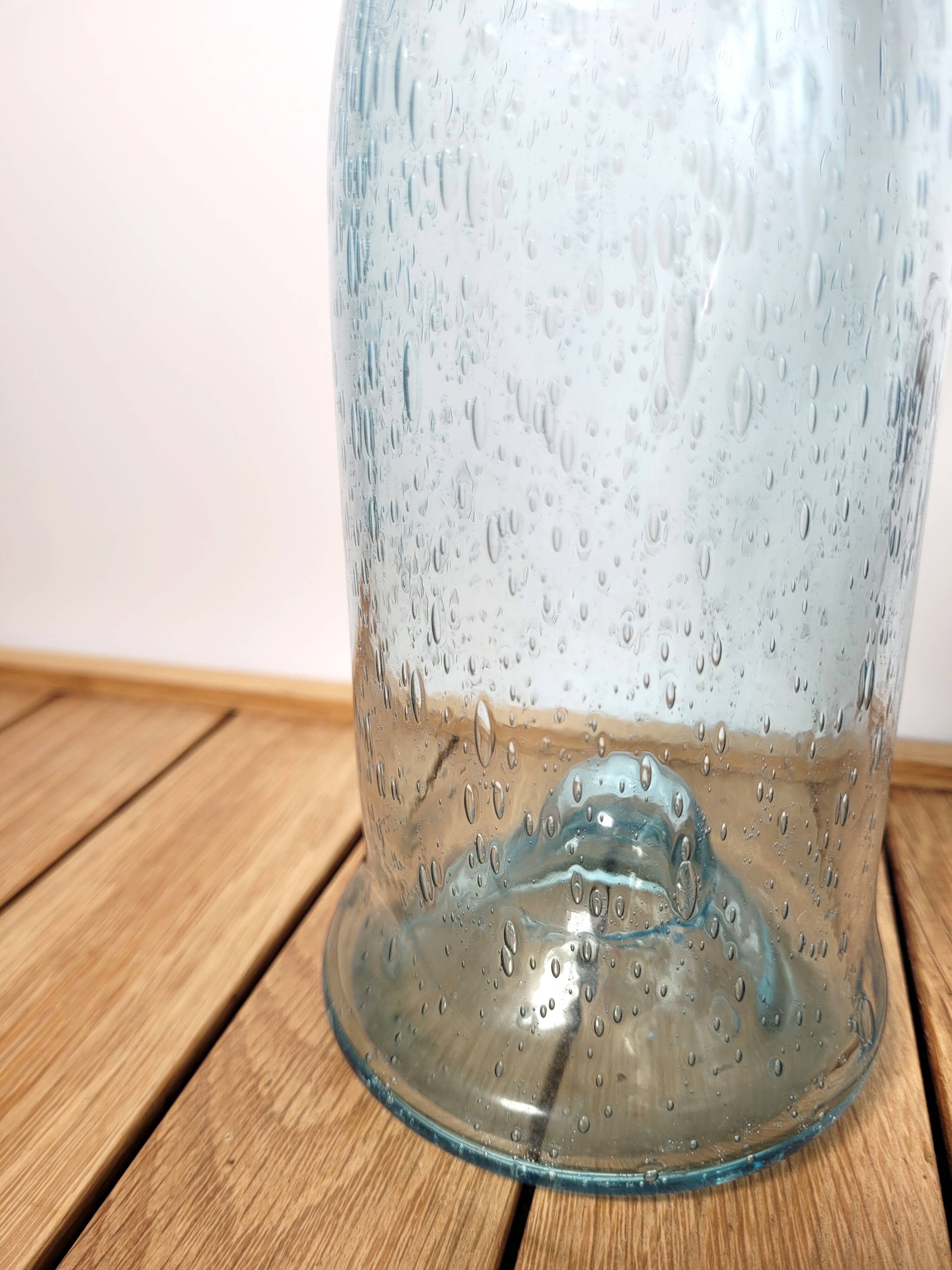 Biot carafe in blue blown glass