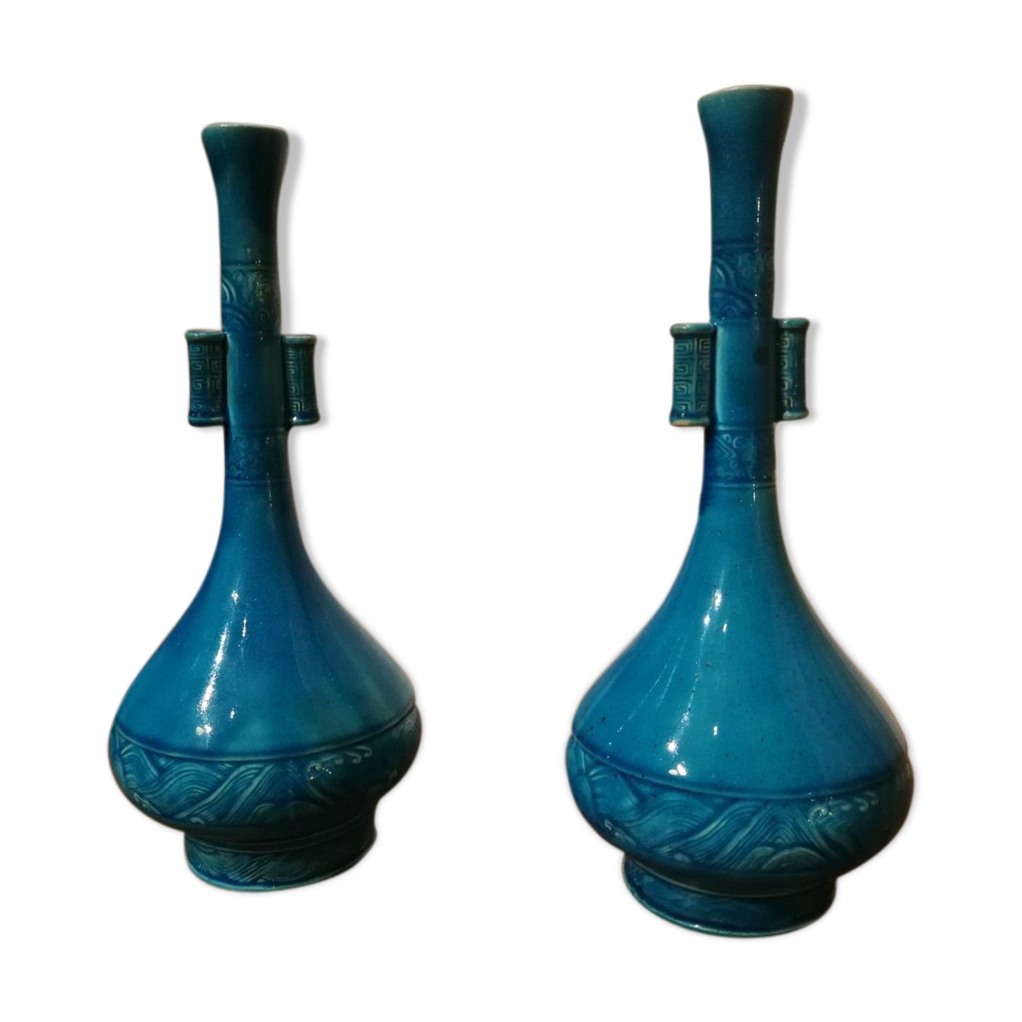 Pair of vases inspired blue Th.Deck