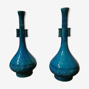 Pair of vases inspired blue Th.Deck