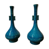 Paire de vases bleu japonisant Th.Deck