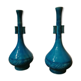 Pair of vases inspired blue Th.Deck