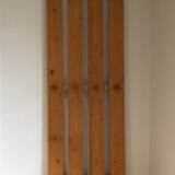 Wall-mounted coat rack, solid pine slats, 1960s