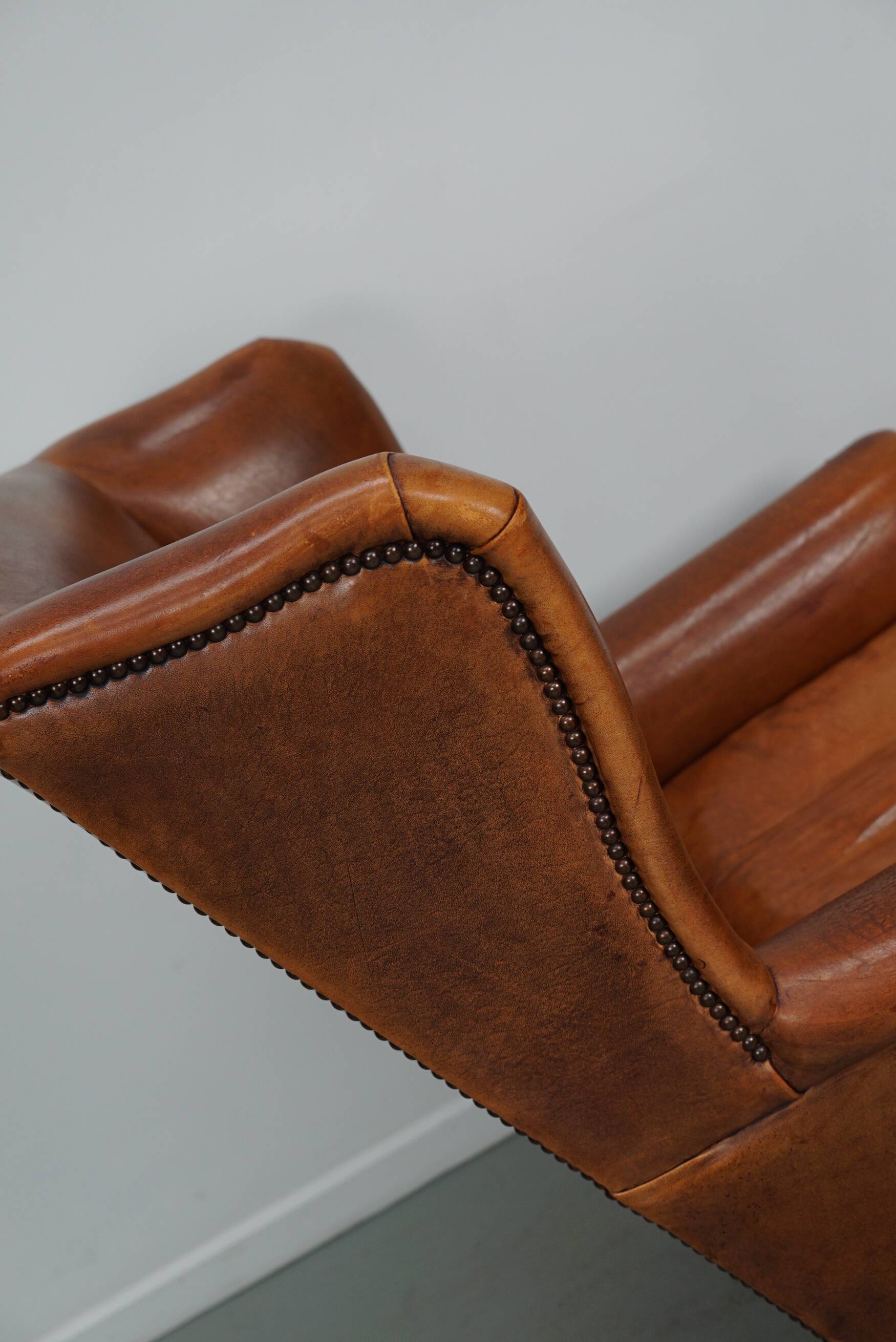 Vintage Dutch Cognac Colored Leather Club Chair