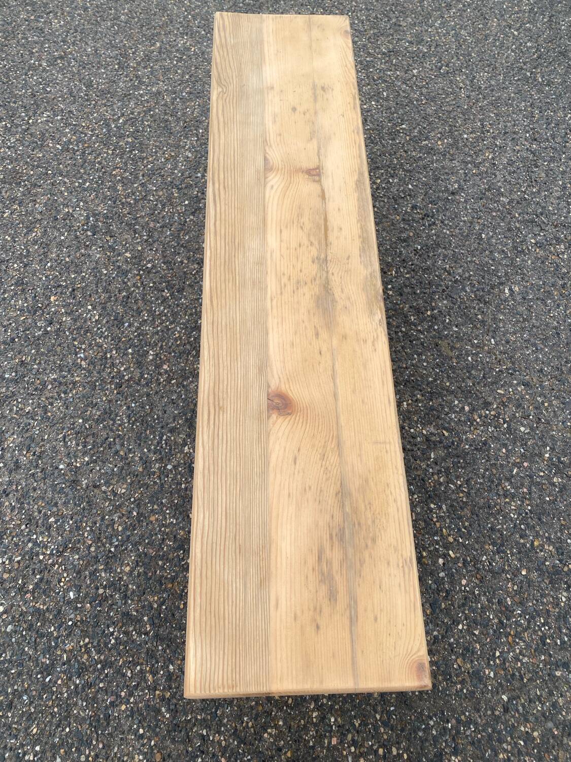 Renovated vintage farmhouse bench in raw solid wood