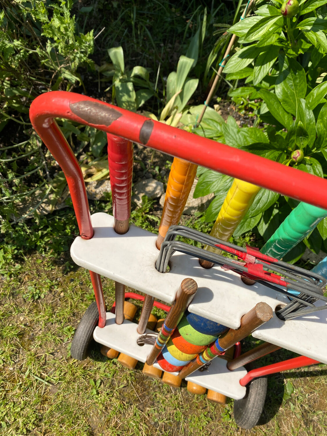 Vintage wooden croquet game