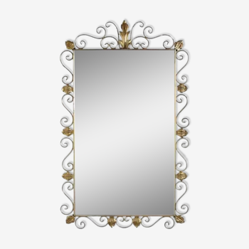 Rectangular mirror from the 50s - 60s on brass frame