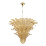Barovier & Toso Style Gold-Palmette Murano Glass Pendant Chandelier