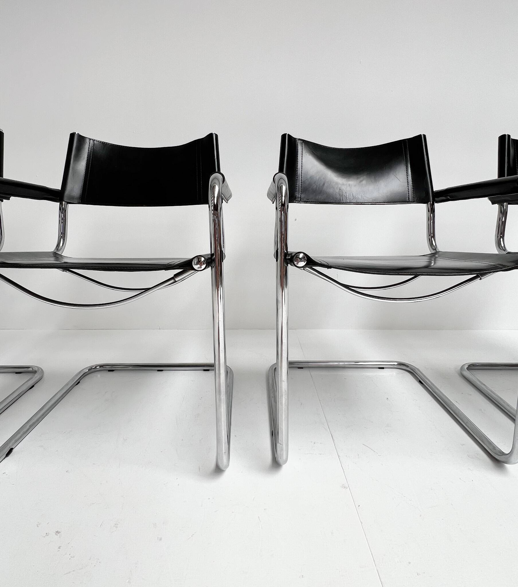 Leather Chairs by Mart Stam and Marcel Breuer, 1970s, Set of 4