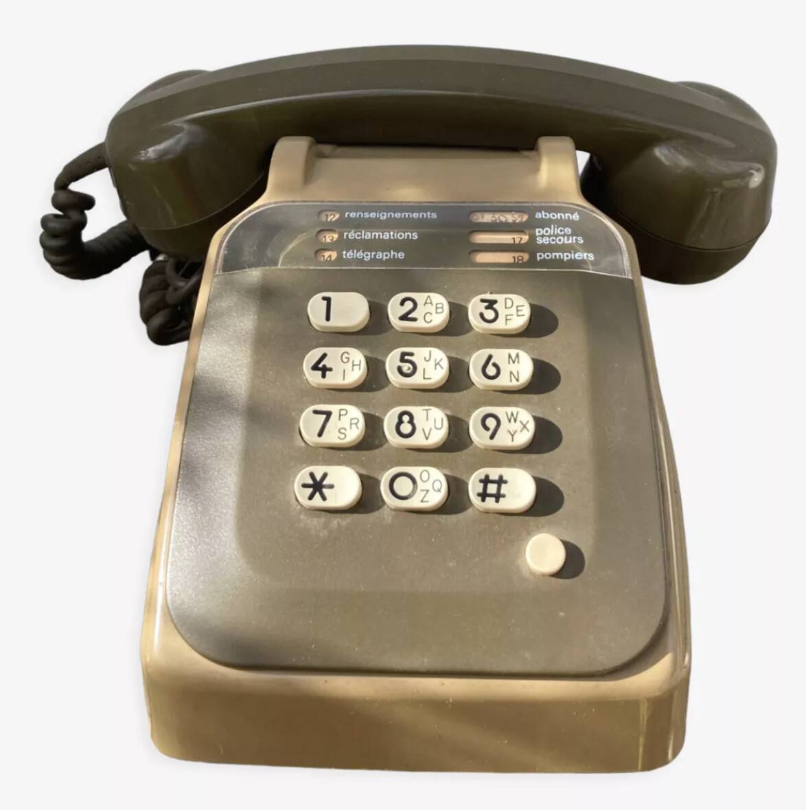 Old telephone 1980 socotel brown bakelite