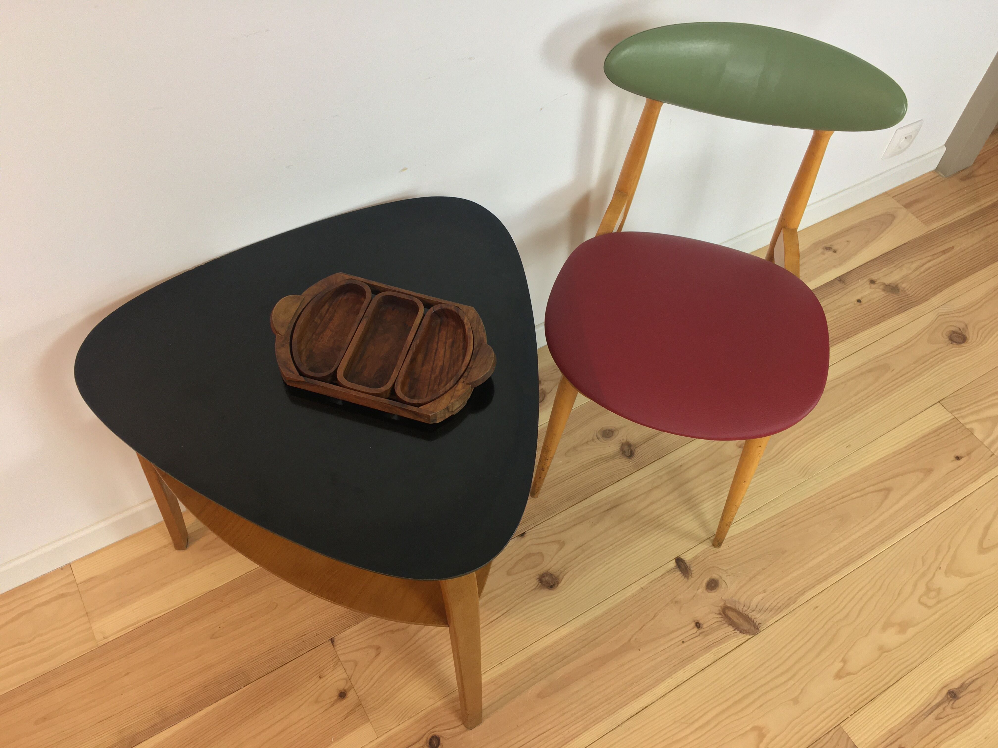 Teak aperitif service, vintage Scandinavian cups