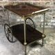 Vintage brass rolling table with 2 trays 70'S