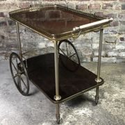 Vintage brass rolling table with 2 trays 70'S