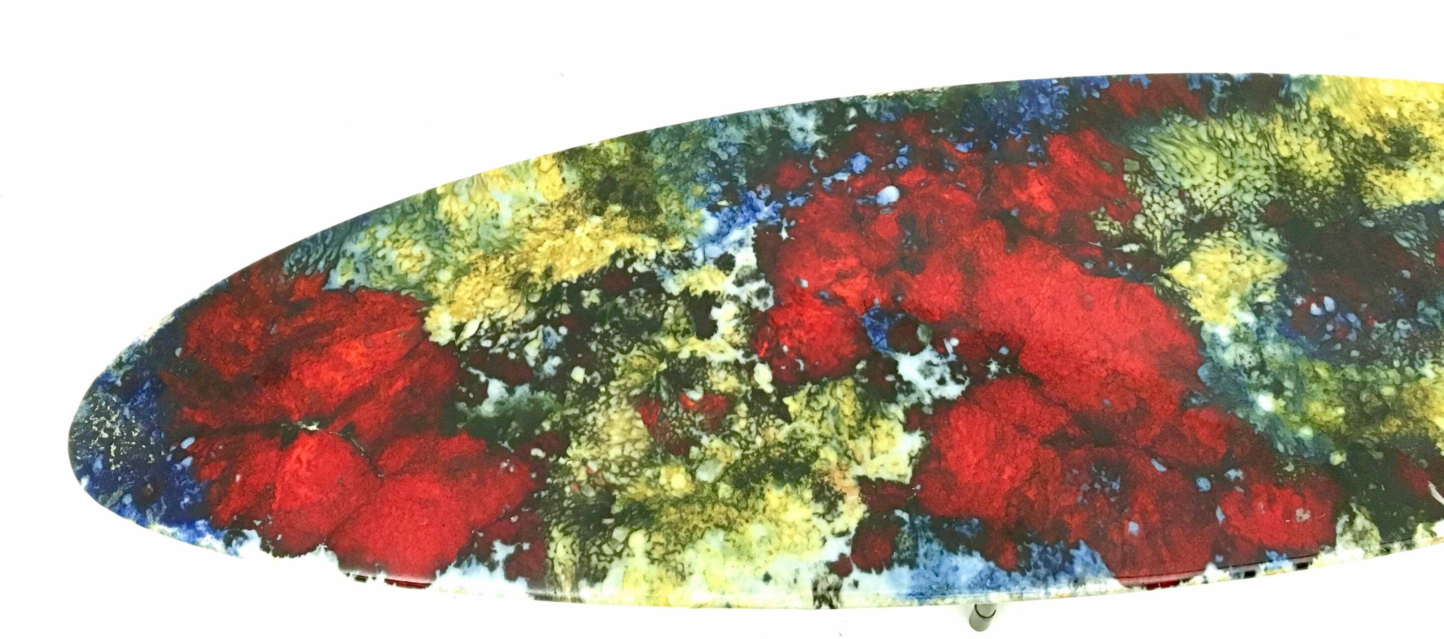 Oval Coffee Table by Stil Keramos with a Colored Lacquered Ceramic Top