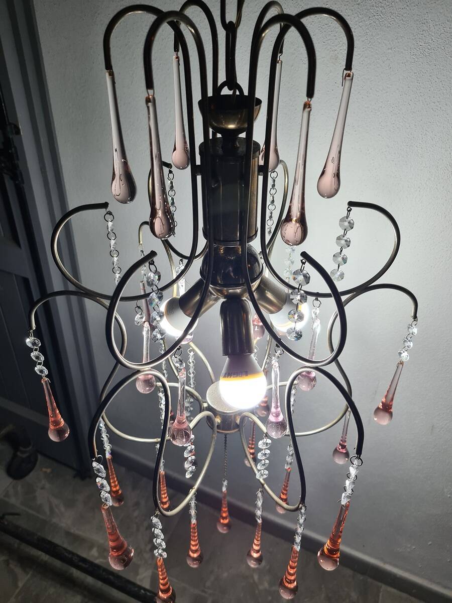 Antique Italian Chandelier Murano Glass Italy 1940s