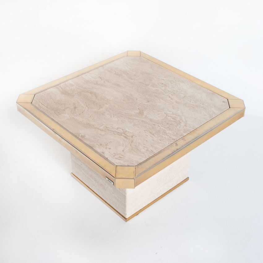 Vintage travertine coffee table edited by Fedam. Belgium, 80s
