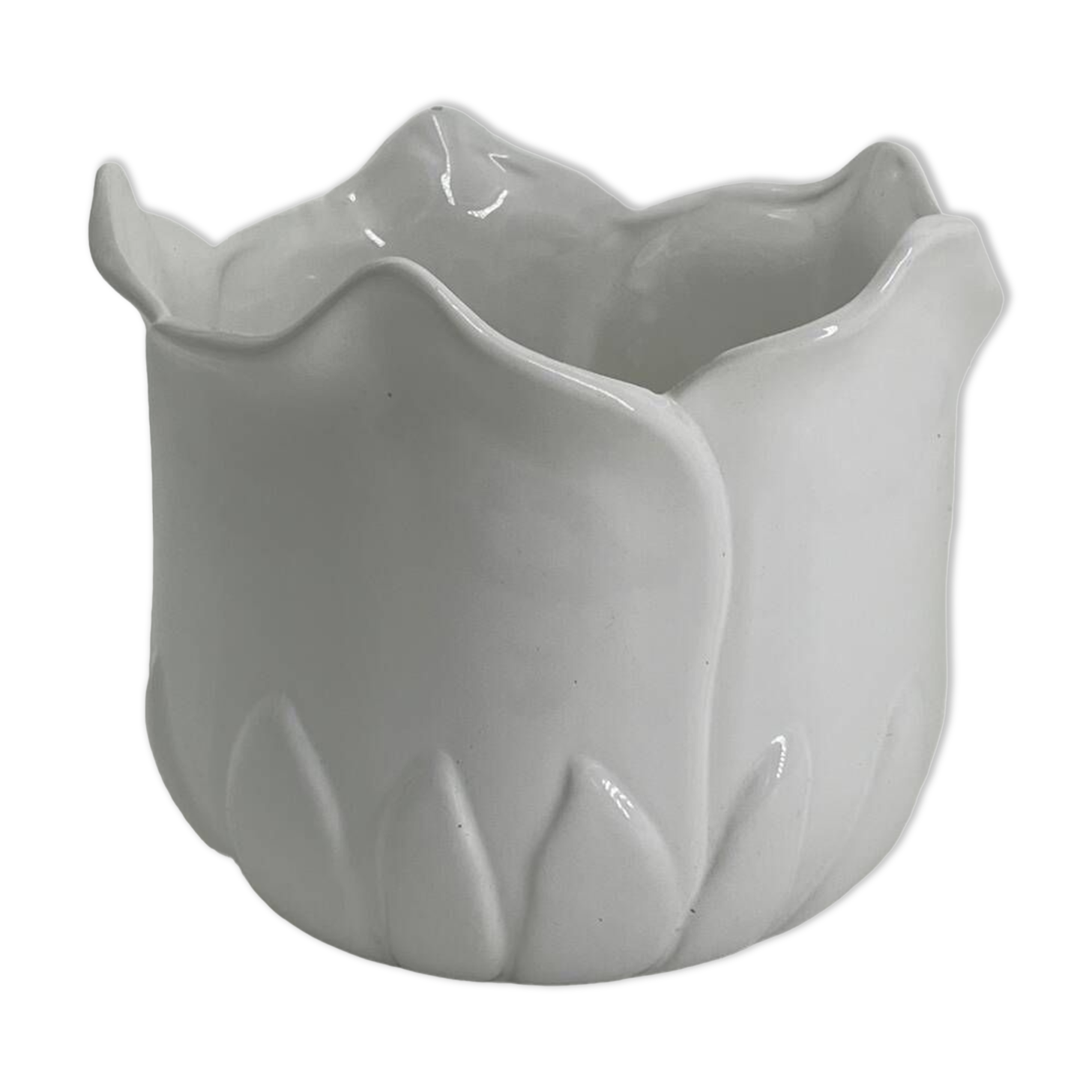 Vintage white porcelain tulip-shaped pot holder