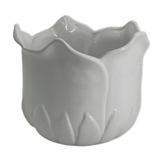 Vintage white porcelain tulip-shaped pot holder
