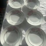 6 hollow porcelain plates with art deco peony pattern