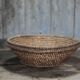 Large old wicker bowl, straw and bramble, woven bowl, rustic.
