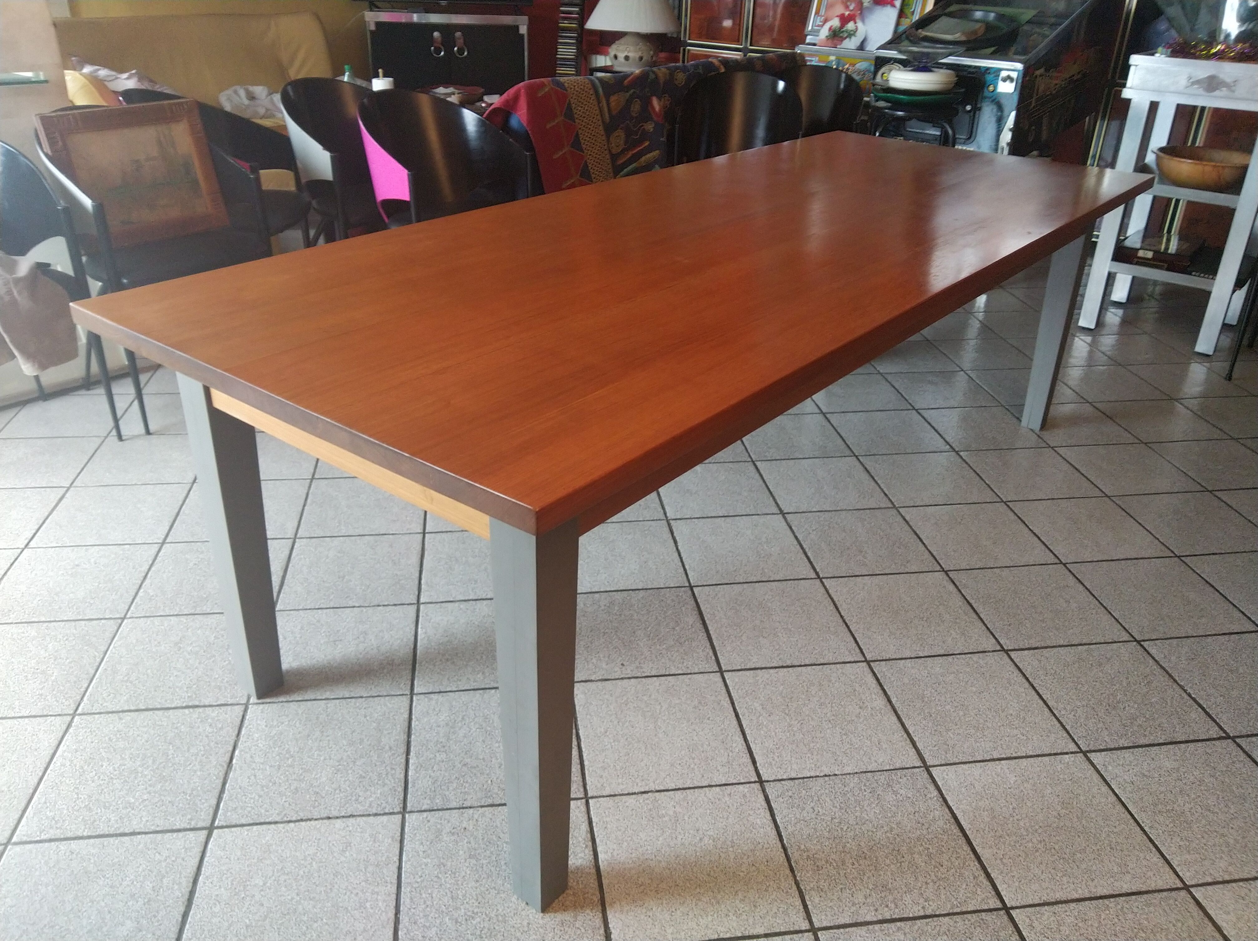 Solid walnut table circa 1980 with double patina