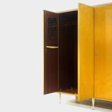 Large vintage mid century modern 5-door wardrobe in flamed maple, 1960s