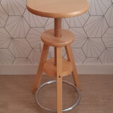 Vintage screw stool in solid beech.
