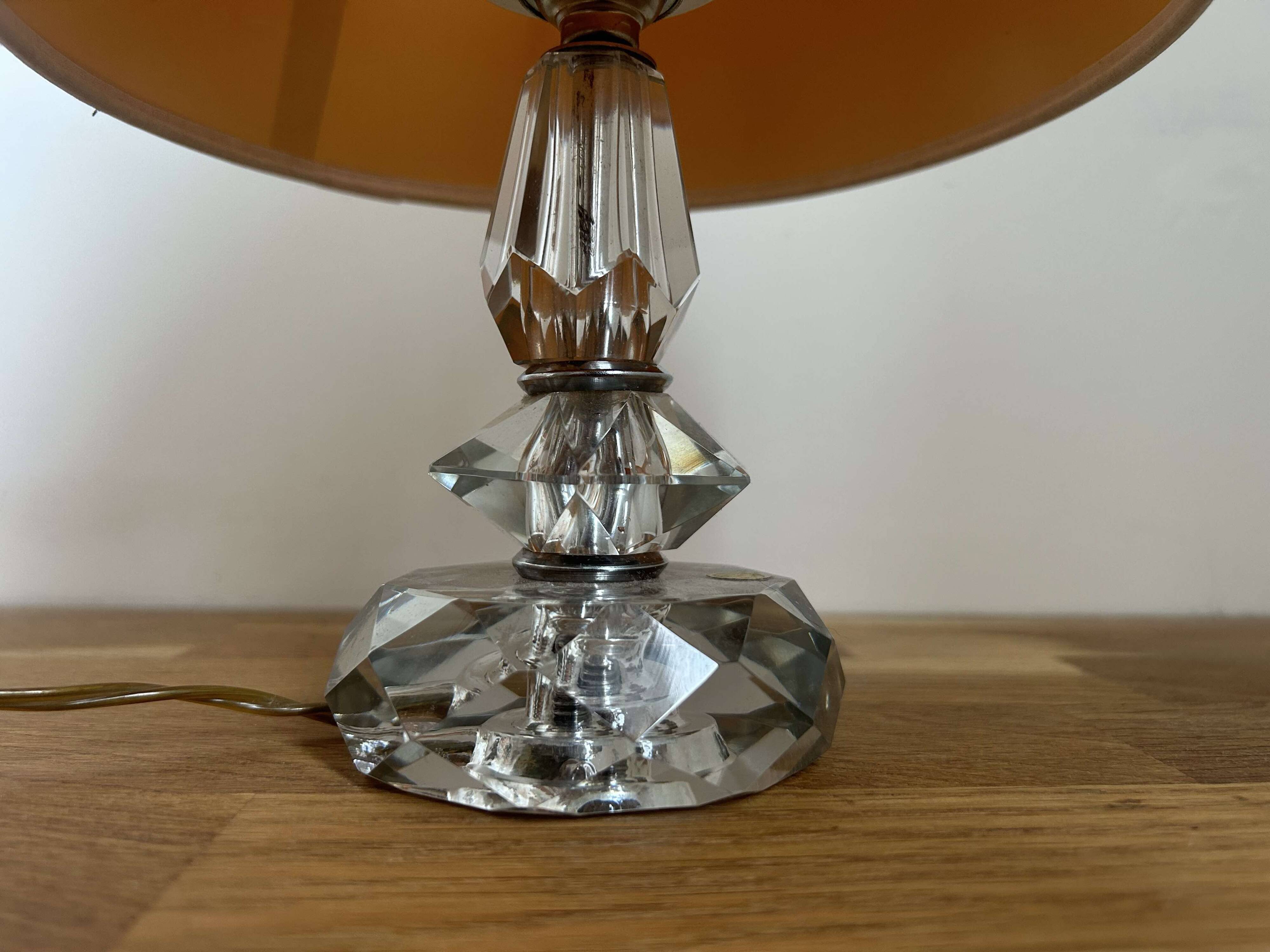 Vintage crystal and chrome lamp, France 1940