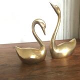 Couple of brass swans