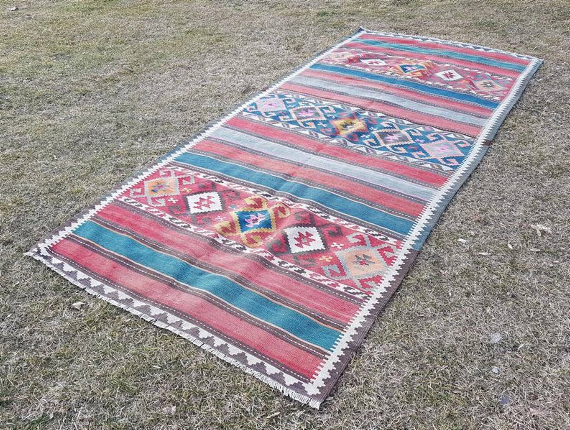 Vintage Turkish hallway rug 154x347 cm
