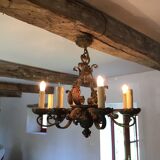 Rustic wrought iron chandelier 8 branches