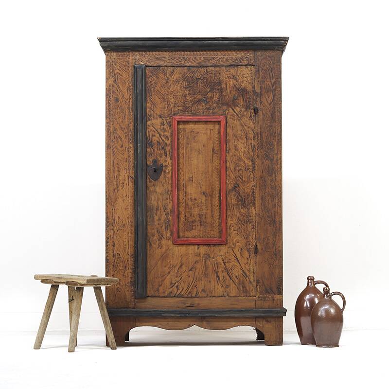 Primitive Rustic Farmhouse Folk Art Painted Bridal Cabinet