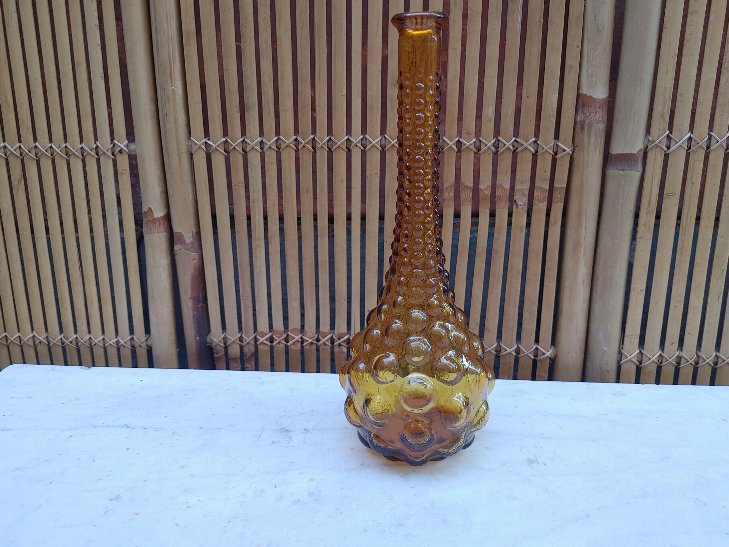 Amber soliflore vase, vintage from the 70's - H 34 cm