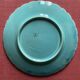 Set of 6 Barbotine Plates Sarreguemines Turquoise - Birds & Fruit