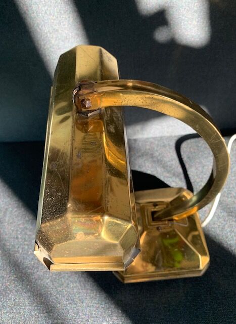 Small art deco side lamp in golden brass