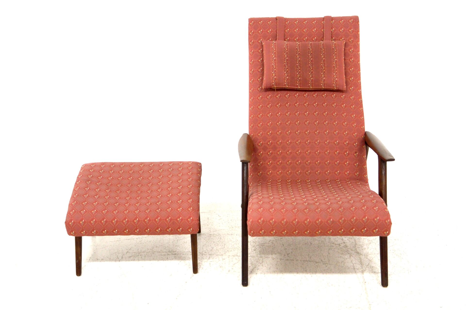 Scandinavian teak armchair & footrest, Sweden, 1960