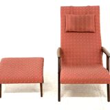 Scandinavian teak armchair & footrest, Sweden, 1960