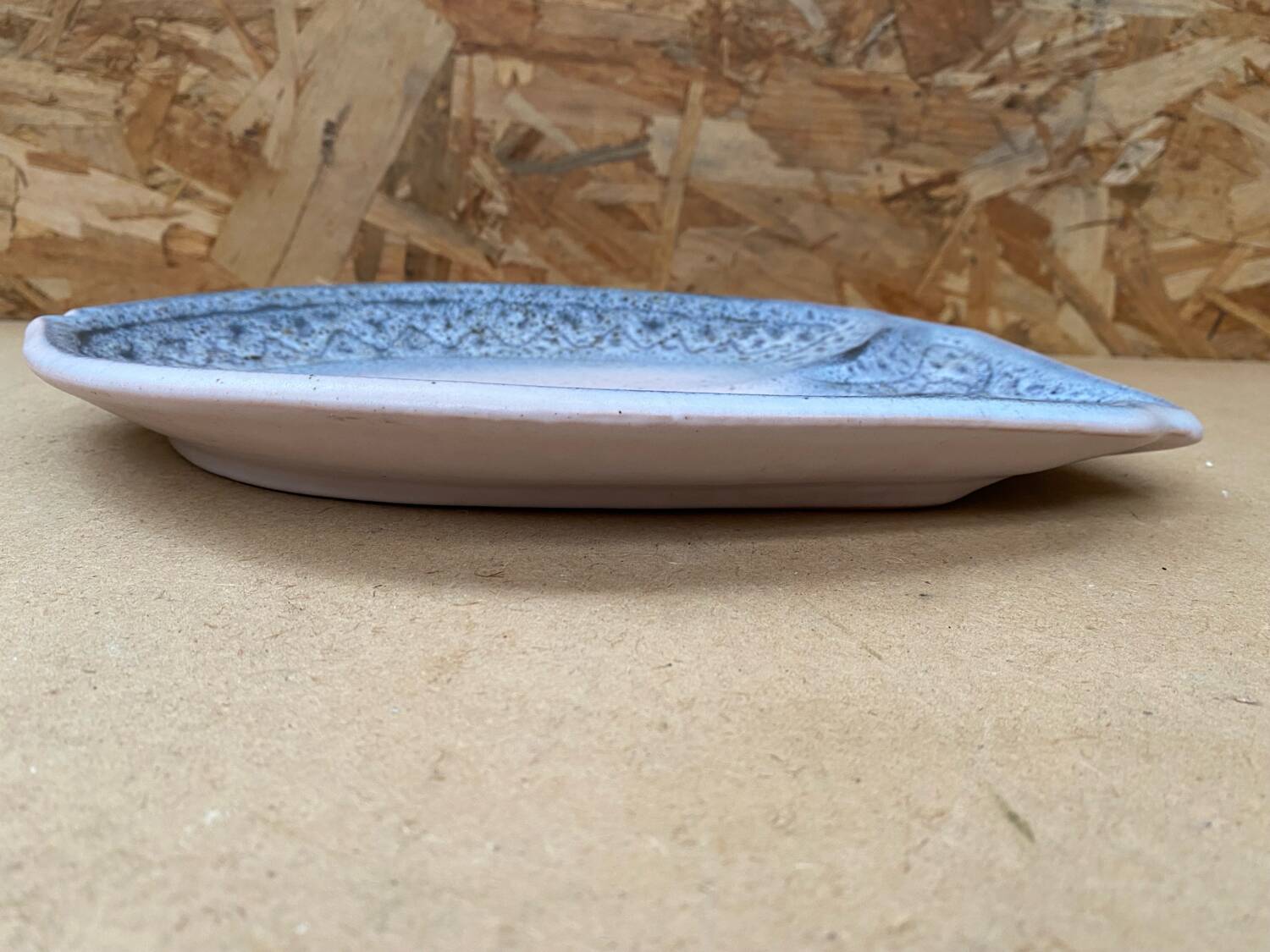 Old vallauris dish by jean austruy fish shape ceramic blue gray #b654